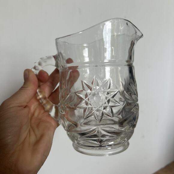 Anchor Hocking Other - Vintage Anchor Hocking Star of David Small Pitcher Clear Heavy Glass Drink ware